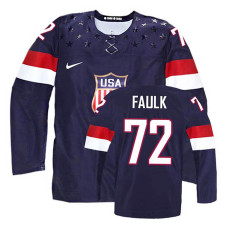 USA Team Justin Faulk #72 Navy Blue Away Premier Olympic Jersey