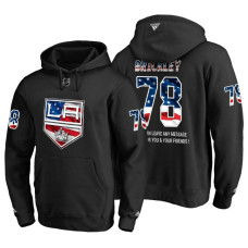 Los Angeles Kings #78 Daniel Brickley Banner Wave USA Flag with Message Black Hoodie