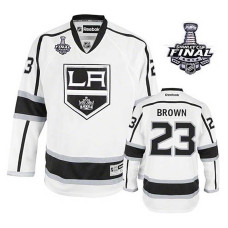 Youth Los Angeles Kings Dustin Brown #23 White 2014 Stanley Cup Away Jersey