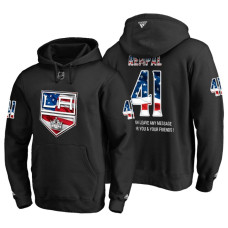 Los Angeles Kings #41 Sheldon Rempal Banner Wave USA Flag with Message Black Hoodie