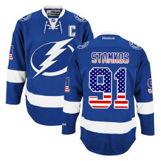 Tampa Bay Lightning Steven Stamkos #91 Royal Blue USA Flag Fashion Jersey