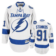 Youth Tampa Bay Lightning Steven Stamkos #91 White Away Jersey 2022 Stanley Cup Finals Patch