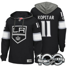 Los Angeles Kings #11 Anze Kopitar Black 2017 Anniversary Patch Hoodie