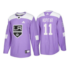 Los Angeles Kings #11 Anze Kopitar Purple 2018 Adidas Authentic Hockey Fights Cancer Jersey