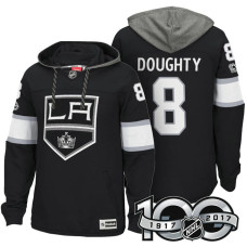 Los Angeles Kings #8 Drew Doughty Black 2017 Anniversary Patch Hoodie