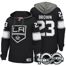 Los Angeles Kings #23 Dustin Brown Black 2017 Anniversary Patch Hoodie