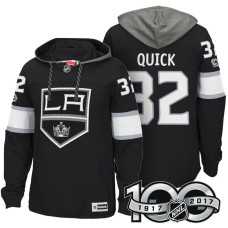 Los Angeles Kings #32 Jonathan Quick Black 2017 Anniversary Patch Hoodie