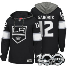 Los Angeles Kings #12 Marian Gaborik Black 2017 Anniversary Patch Hoodie