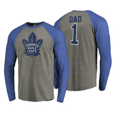 Toronto Maple Leafs Father's Day Greatest Dad Raglan Tri-Blend Long Sleeve Heathered Gray T-Shirt