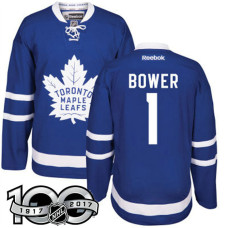 Toronto Maple Leafs #1 Johnny Bower Blue 100 Greatest Player Jersey