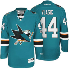 Sharks #44 Marc-Edouard Vlasic Teal 100th Patch Premier Jersey