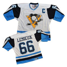 Pittsburgh Penguins Mario Lemieux #66 White/Blue Throwback Jersey