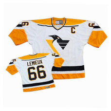 Pittsburgh Penguins Mario Lemieux #66 White/Gold Throwback Jersey