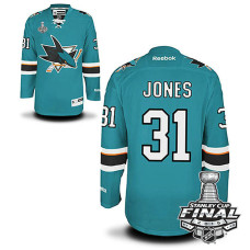 San Jose Sharks Martin Jones #31 Teal 2016 Stanley Cup Home Finals Jersey