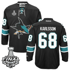 San Jose Sharks Melker Karlsson #68 Black 2016 Stanley Cup Alternate Champions Jersey