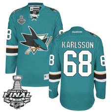 San Jose Sharks Melker Karlsson #68 Teal 2016 Stanley Cup Home Champions Jersey