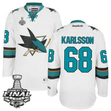 San Jose Sharks Melker Karlsson #68 White 2016 Stanley Cup Away Champions Jersey