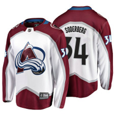 Colorado Avalanche #34 Carl Soderberg Fanatics Branded Breakaway White Away With Jersey 2022 Stanley Cup Champions Patch