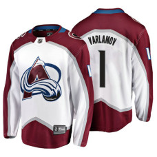 Colorado Avalanche #1 Semyon Varlamov Fanatics Branded Breakaway White Away With Jersey 2022 Stanley Cup Champions Patch