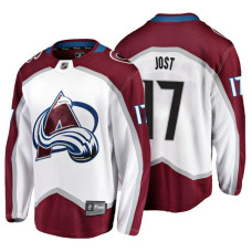 Colorado Avalanche #17 Tyson Jost Fanatics Branded Breakaway White Away With Jersey 2022 Stanley Cup Champions Patch