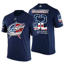 Columbus Blue Jackets Alex Broadhurst #62 Navy Banner Wave USA Flag patriotism T-Shirt