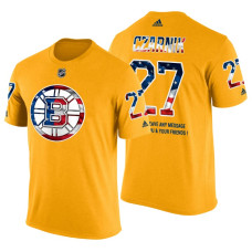 Boston Bruins Austin Czarnik #27 Yellow Banner Wave USA Flag patriotism T-Shirt