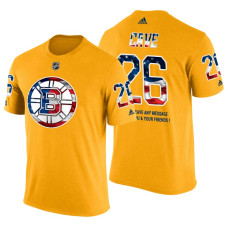 Boston Bruins Colby Cave #26 Yellow Banner Wave USA Flag patriotism T-Shirt