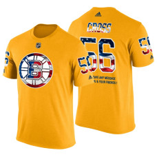 Boston Bruins Tommy Cross #56 Yellow Banner Wave USA Flag patriotism T-Shirt