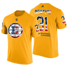 Boston Bruins Zane McIntyre #31 Yellow Banner Wave USA Flag patriotism T-Shirt