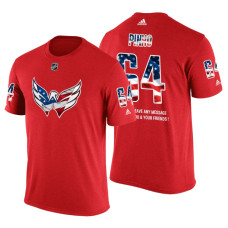 Washington Capitals Brian Pinho #64 Red Banner Wave USA Flag patriotism T-Shirt