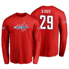 Washington Capitals Christian Djoos #29 Red Long Sleeve T-Shirt