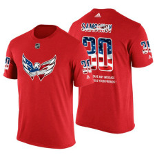 Washington Capitals Ilya Samsonov #30 Red Banner Wave USA Flag patriotism T-Shirt