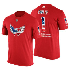 Washington Capitals Pheonix Copley #1 Red Banner Wave USA Flag patriotism T-Shirt