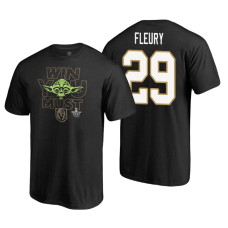 Vegas Golden Knights #29 Marc-Andre Fleury Black 2018 Stanley Cup Playoffs Star Wars Win You Must Adidas T-shirt