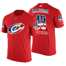 Carolina Hurricanes Jordan Martinook #48 Red Banner Wave USA Flag patriotism T-Shirt