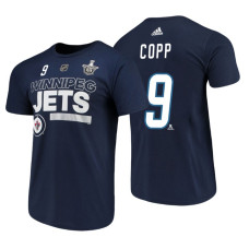 Winnipeg Jets #9 Andrew Copp Navy 2018 Stanley Cup Playoffs Participant Adidas T-Shirt