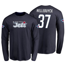 Winnipeg Jets Connor Hellebuyck #37 Navy Long Sleeve T-Shirt