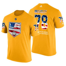 Los Angeles Kings Daniel Brickley #78 Yellow Banner Wave USA Flag patriotism T-Shirt