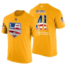 Los Angeles Kings Sheldon Rempal #41 Yellow Banner Wave USA Flag patriotism T-Shirt