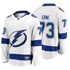 Tampa Bay Lightning #73 Adam Erne Fanatics Branded Breakaway White Away Jersey 2022 Stanley Cup Finals Patch