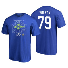 Tampa Bay Lightning #79 Alexander Volkov Royal 2018 Stanley Cup Playoffs Star Wars Win You Must Adidas T-shirt