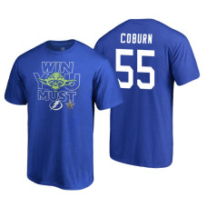 Tampa Bay Lightning #55 Braydon Coburn Royal 2018 Stanley Cup Playoffs Star Wars Win You Must Adidas T-shirt