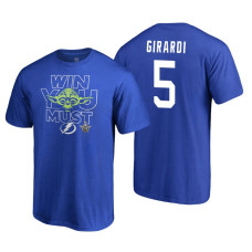 Tampa Bay Lightning #5 Dan Girardi Royal 2018 Stanley Cup Playoffs Star Wars Win You Must Adidas T-shirt