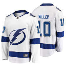 Tampa Bay Lightning #10 J.T. Miller Fanatics Branded Breakaway White Away Jersey 2022 Stanley Cup Finals Patch