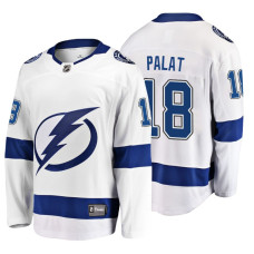 Tampa Bay Lightning #18 Ondrej Palat Fanatics Branded Breakaway White Away Jersey 2022 Stanley Cup Finals Patch