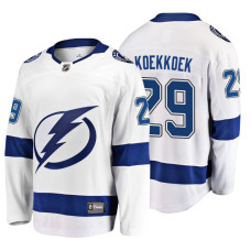 Tampa Bay Lightning #29 Slater Koekkoek 2018 Fanatics Branded Breakaway White Away jersey