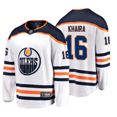 Edmonton Oilers #16 Jujhar Khaira Fanatics Branded Breakaway White Away jersey