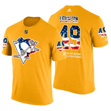 Pittsburgh Penguins Michael Leighton #49 Gold Banner Wave USA Flag patriotism T-Shirt