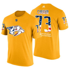 Nashville Predators Alexandre Carrier #73 Yellow Banner Wave USA Flag patriotism T-Shirt