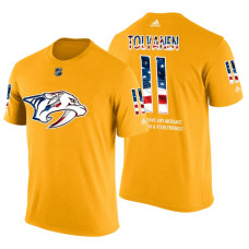 Nashville Predators Eeli Tolvanen #11 Yellow Banner Wave USA Flag patriotism T-Shirt